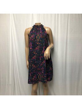 Allison Joy Sleeveless Dress Womens Size Large Abstract Black Multicolor Shift